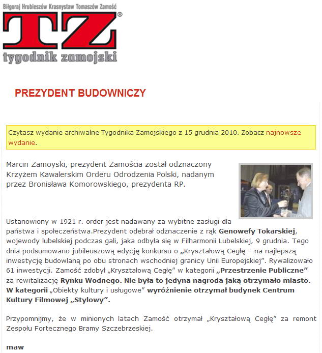 PREZYDENT BUDOWNICZY