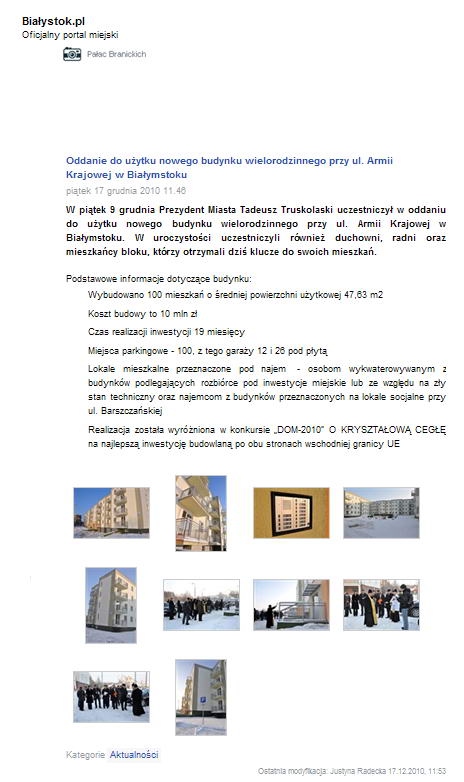 Oddanie do użytku nowego budynku wielorodzinnego