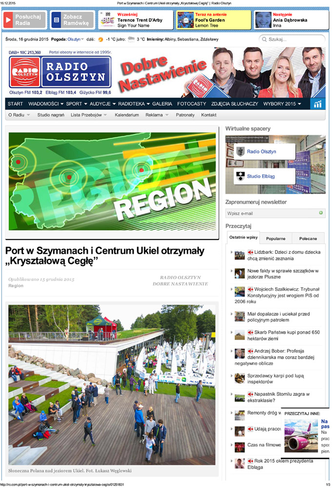 Port w Szymanach i Centrum Ukiel otrzymały "Kryształow  Cegłę"