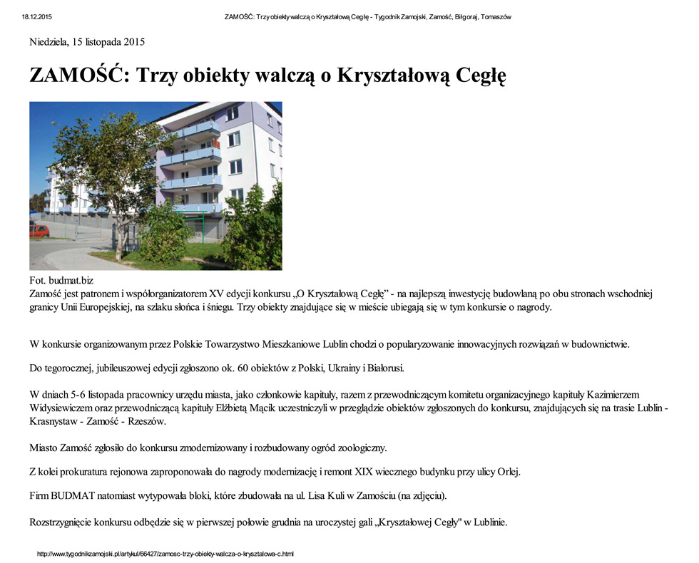 Trzy obiekty walczą o "Kryształową Cegłę"