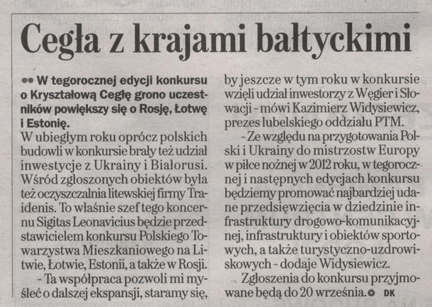 Cegła z krajami bałtyckimi (Gazeta